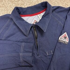 Bulwark FR IQ Series Men's 1/4 Zip Blue Denim Pocket Size XL QT12083
